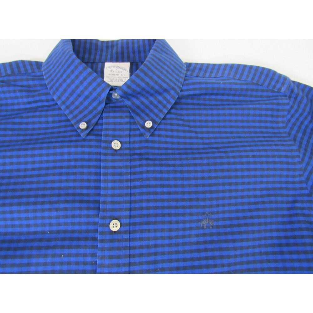 Brooks Brothers 1818 Regent Blue Gingham Plaid Button Down 100% Cotton Sz L - Picture 3 of 11